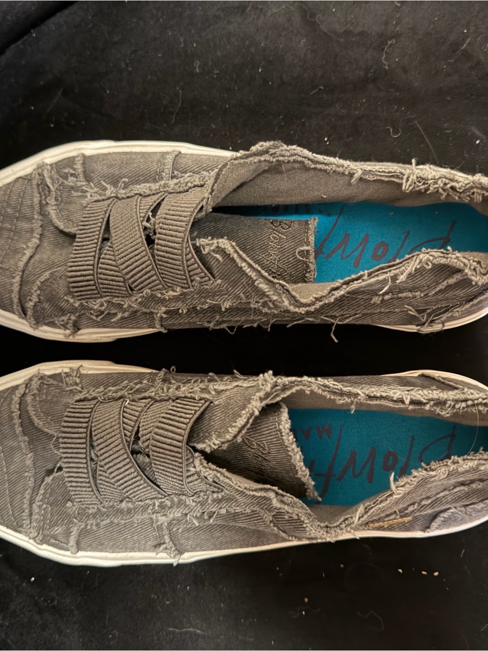 Frayed Canvas Slip-On Loafers in Gray